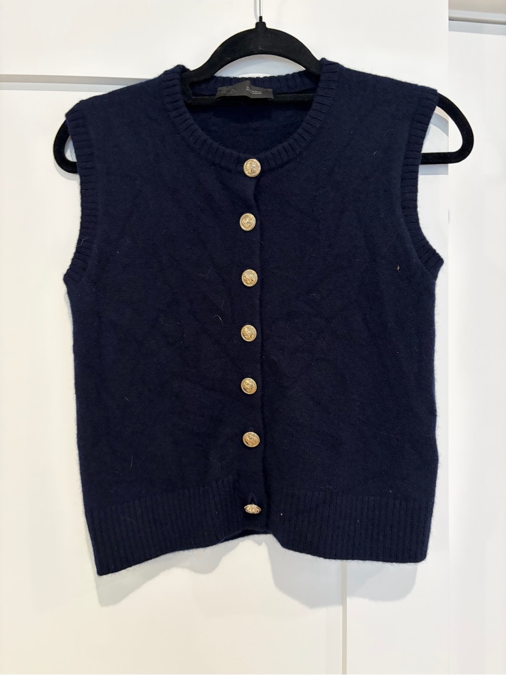 Zara Navy Sleeveless Button Front Knit Vest